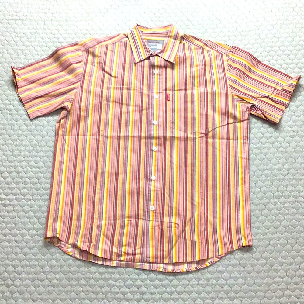 Vintage Hollister Men's Small Relaxed Short Sleeve Button Shirt Stripe Colorful